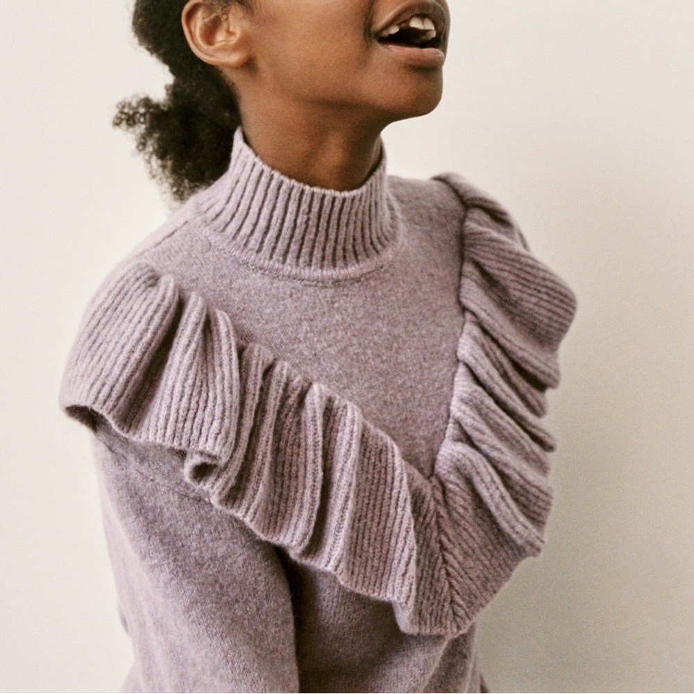 Zara Kids Ruffle Knit  Sweater Dress For Girls - Picture 3 of 10